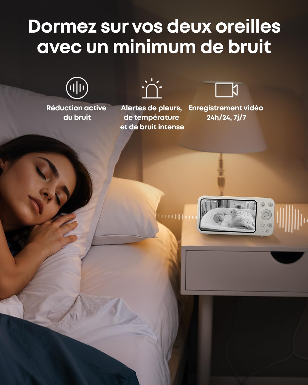 Babyphone eufy E20 avec caméra 2K HD, écran 5" 720p, avec ou sans Wi-FI, contrôle Via l'application ou Le Moniteur, Panorama-Inclinaison, Zoom x 4, caméra Portable avec Batterie intégrée, alertes