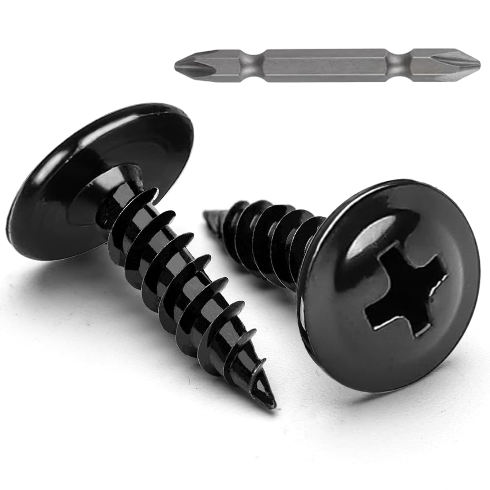 Krysay 220Pcs #8 x 5/8 Inch Wood Screws Phillips Modified Truss Head 410 Stainless Steel Black Zinc Plated,Self Tapping Metal Screws