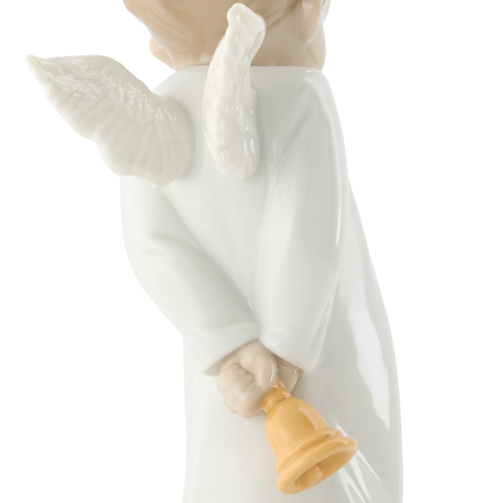 NAO Angelito Repicando. Figurita de Ángel de La Guarda con con Campanita en Las Manos. Escultura Ornamental de Angelito en Tonos Pastel para Decoración