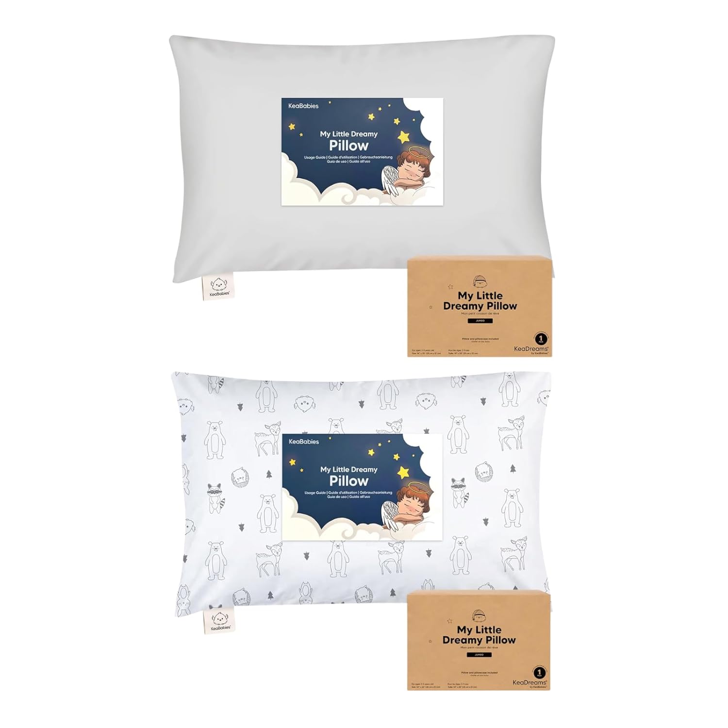 KeaBabies Toddler Pillow with Pillowcase, Jumbo 14X20 - Soft Cotton Toddler Pillows for Sleeping, Travel, Nap - Machine Washable - Perfect for Travel, Kids Bedding Set for Boys, Girls