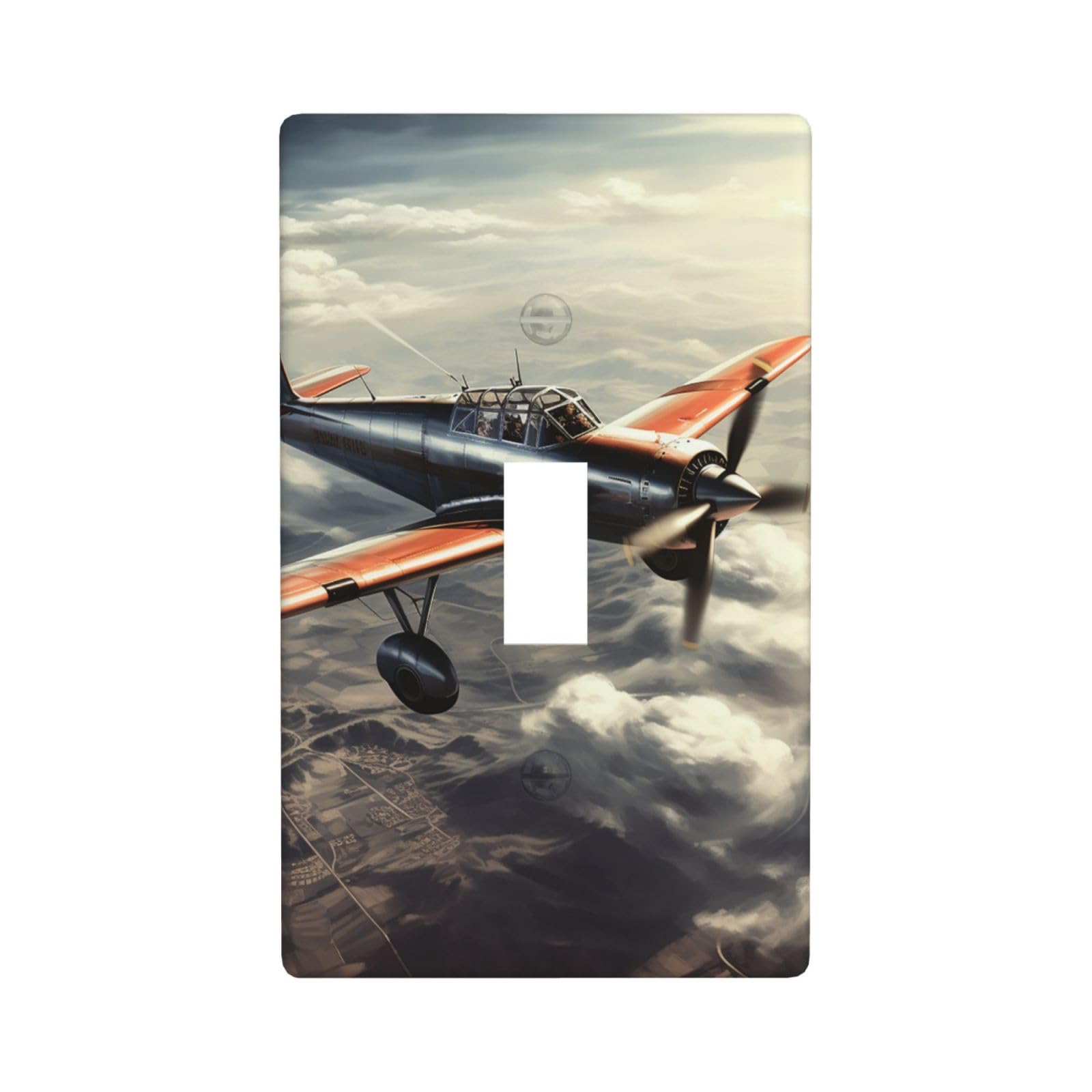 1-Gang Decorator Wall Plate Retro airplane Light Switch Cover Single Toggle Receptacle Outlet Wall Plate 4.5" x 2.8" Wallplate Unbreakable Polycarbonate Outlet Faceplates Covers