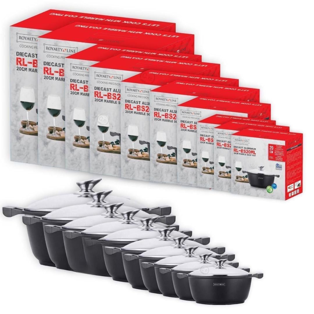 Pentola Tegame Royalty Line in Alluminio con Rivestimento Antiaderente Teflon, Coperchio in Vetro e Acciaio Inox – Adatta a Induzione, Gas, Elettrico, Ceramica e Alogeno (40cm - 19.3L)