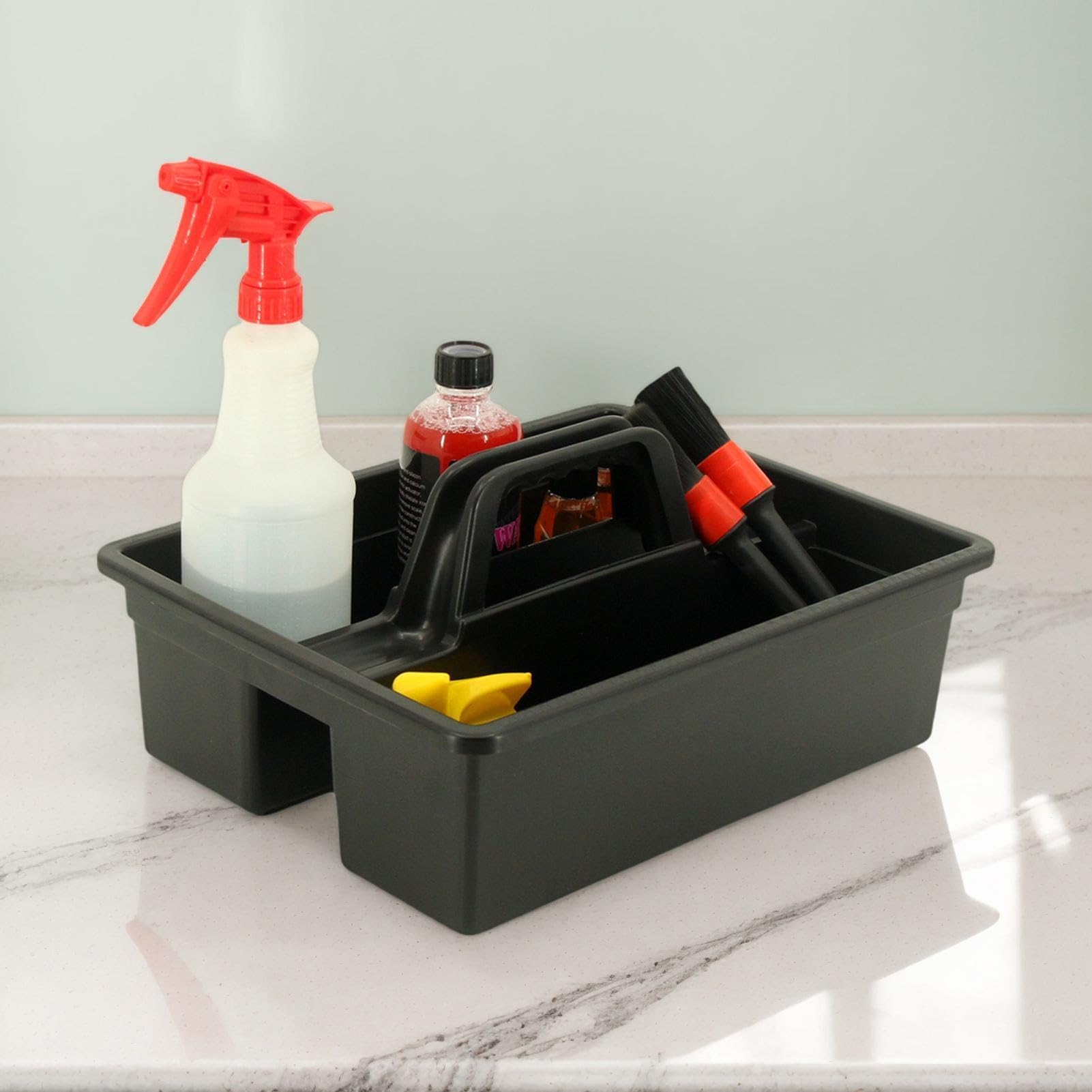 Caddy de limpieza y suministros Cesta Organizadora | Organizador De Herramientas De Lavado De Coche Con Asa Para Maletero, Detailing Automotriz, Limpieza Doméstica, Casa,