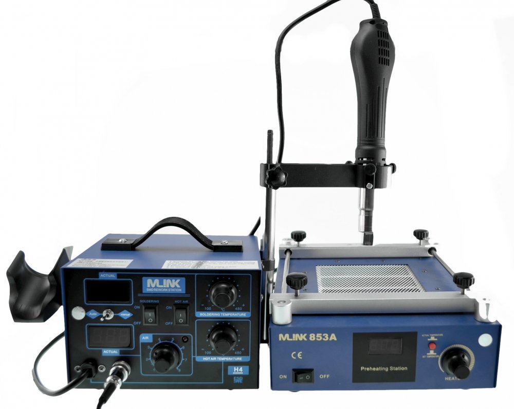 Mlink Kit Stazione Saldatura 2 in 1 H4 Aria Calda 700W 60W con Preriscaldatore 853A Infrarossi 600W per Componenti SMD