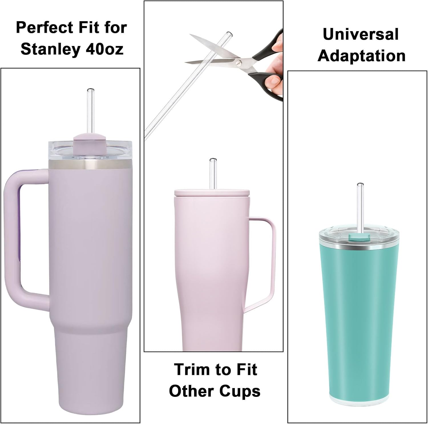 4-Pack Tritan Replacement Straws with Cleaning Brush for Stanley 40oz Quencher Tumbler, Cut-to-Fit for Multiple Cup Sizes, Reusable & Dishwasher Safe, BPA-Free - Image 3