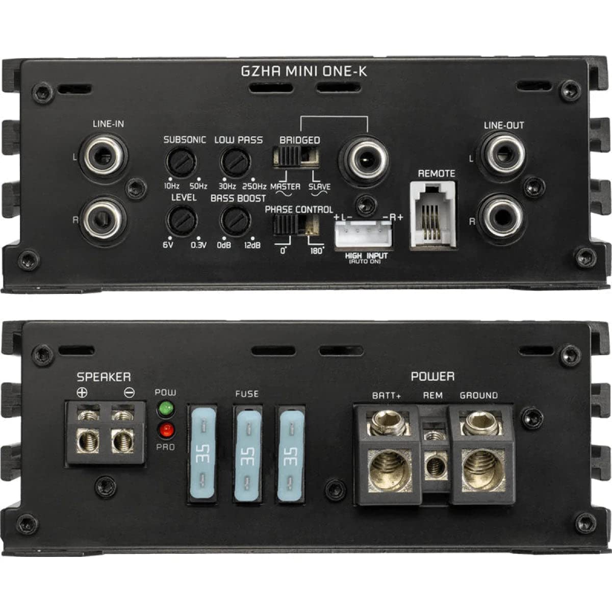 Ground Zero GZHA Mini ONE-K - Amplificatore di potenza a 1 canale, 1200 Watt RMS, 1000 Watt