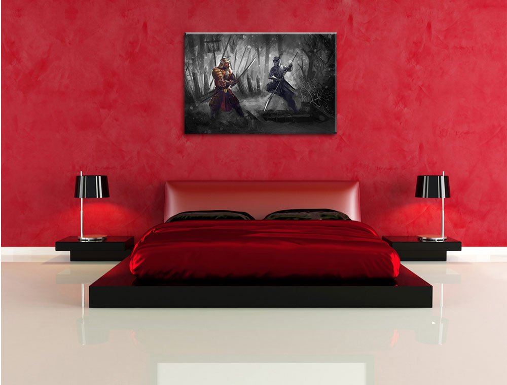 Pixxprint Fiero Guerriero Samurai Stampa su Tela 80x60 cm Artistica murale