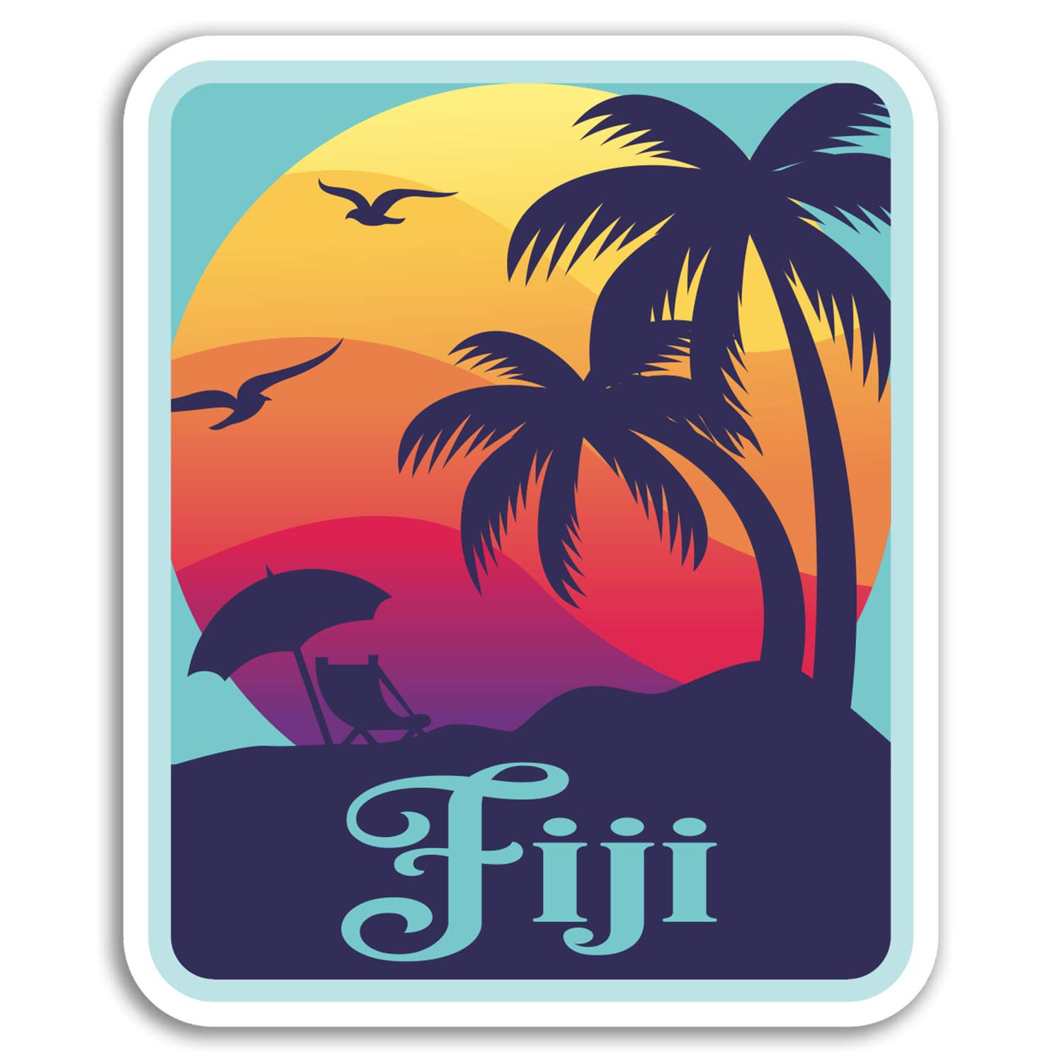 2 x 10cm Fiji Vinyl Stickers - Sunset Travel Sticker Laptop Luggage #18178 (10cm Tall)