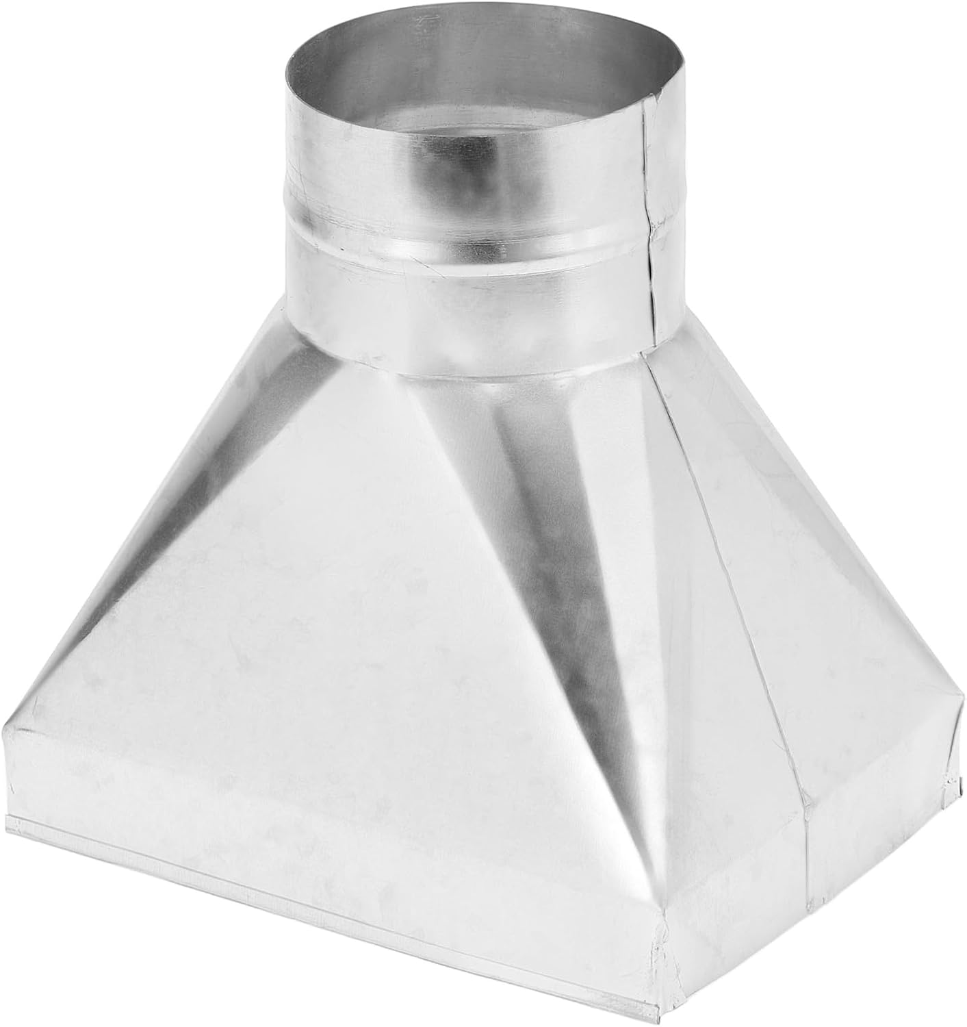 PATIKIL 8" x 6" x 4" Straight Register Boot, Galvanized Steel Transition Rectangular to 4" Round Duct Transition Fitting for Connecting Floor Register Grille HVAC Duct Fittings