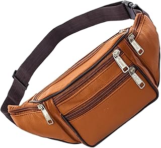 IMIKEYA Riñonera Deportiva de PU para Hombre Bolsa de Cintura Casual Negocios Bolsa de Viaje Multifunción para Teléfono y Almacenamiento Color Amarillo