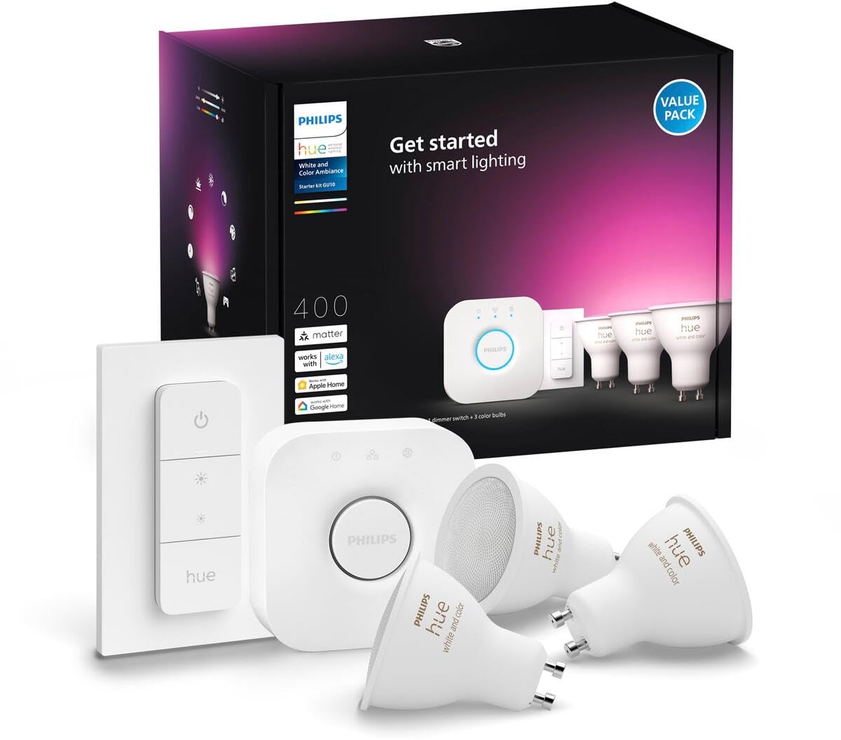 Philips Hue White & Color Ambiance GU10 Dreierpack Starterset inkl DS