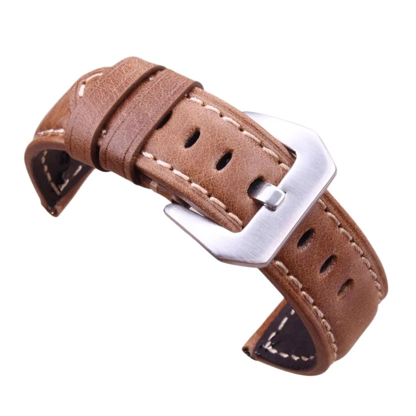Genérico NASUNJIA Correas De Reloj Retro De Cuero Genuino Marrón For Hombre, 20 Mm, 22 Mm Y 24 Mm, Correa De Reloj Suave Con Hebilla De Metal.