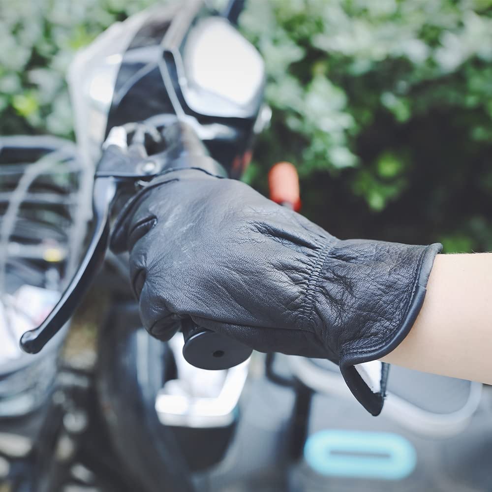 Guantes de Invierno Guantes de Trabajo Negros Cuero de Vaca de Grano Jardinería Guante de Trabajo de Seguridad para Motocicletas Hombres y Mujeres