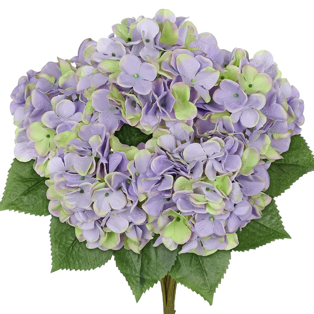 Hollyone Violet Green Hydrangeas Bunch Artificial Flowers
