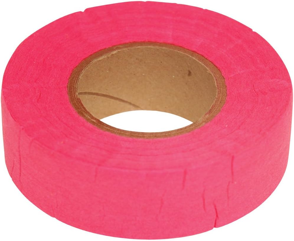 Biodegradable Flagging Tape, 1 Inch Wide x 100 Foot Roll (Pink)