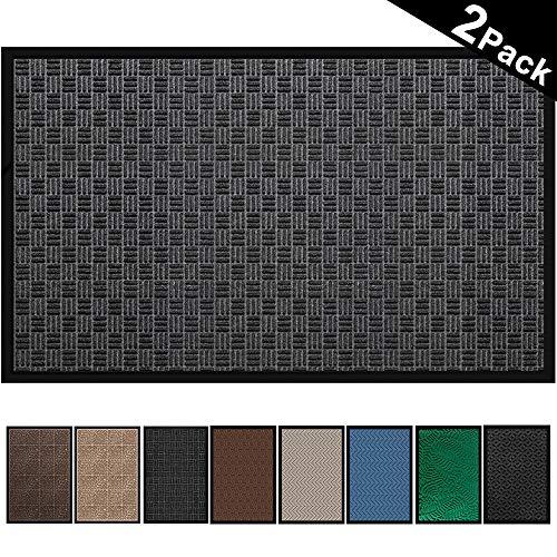 Amagabeli 2 Pack Large Outdoor Door Mats Rubber Shoes Scraper 36" x 59"