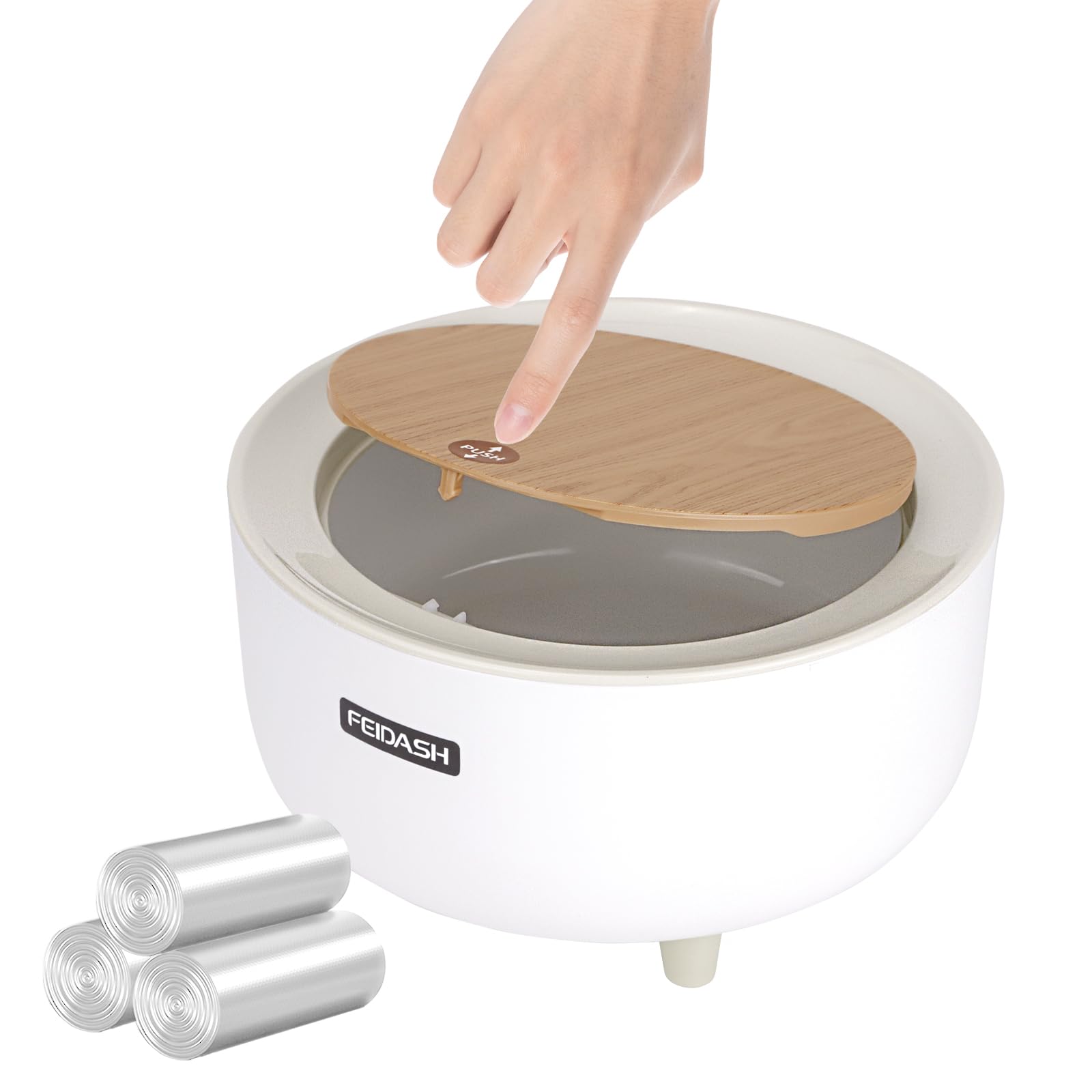 Mini cestino da ufficio,piccolo cestino da tavolo con coperchio a bottone,Pattumiera da tavolo con coperchio in legno,per ufficio, bagno cucina e camera da letto,Stoccaggio per cibo (stile 2