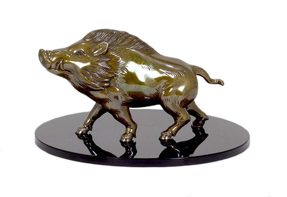 Amazon.co.jp: 置物 干支 黄銅製 亥 猪 いのしし 雄姿 点金色 （梅都