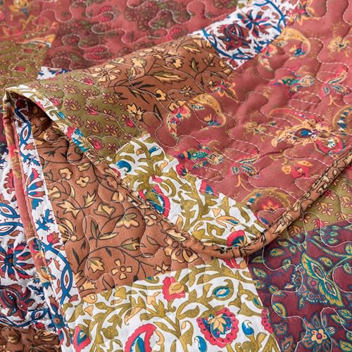 SLPR - Manta de lanzamiento acolchada estilo patchwork Red Riches, 50" x 60" miniatura 6