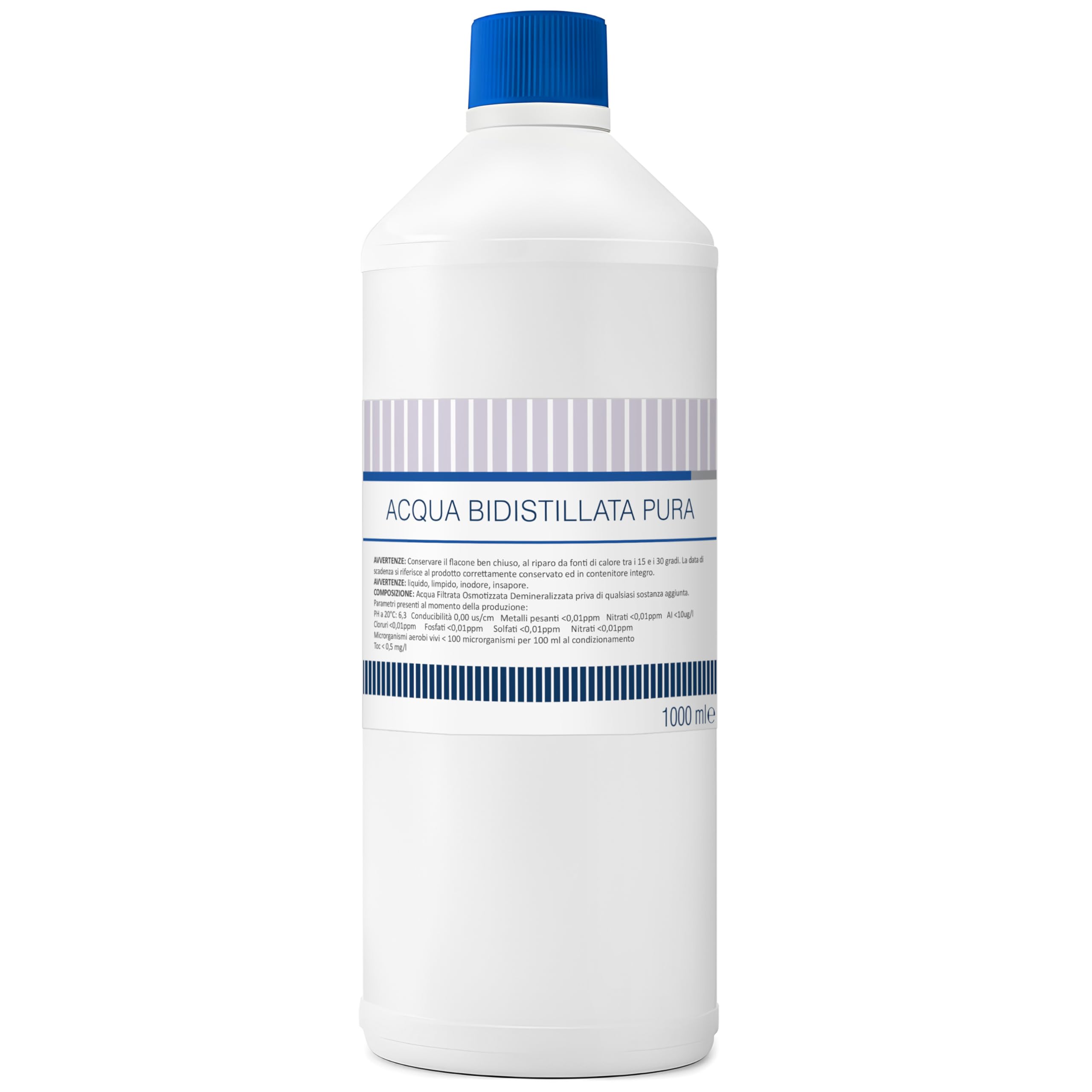 Acqua Bidistillata pura 1000 ml per uso clinico industriale Made in Italy