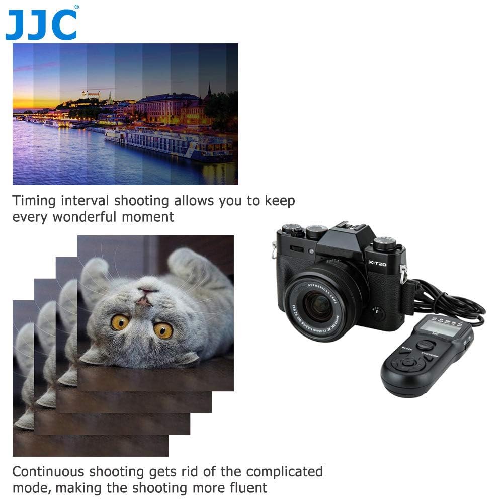 JJC Telecomando Intervallometro Scatto Remoto LCD Timer con Treppiedi del Morsetto per Fujifilm GFX100 GFX 50R X-PRO3 X-H2 X-H2S X-T5 X-T4 X-T3 X-T30 III X-T30 X100V X-A7 etc. Sostituzione Fuji RR-100