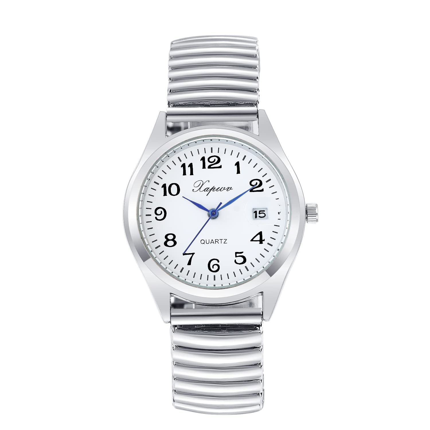 JewelryWe Easy Read Elastic Watch Womens Slip-On Stretch Band Fits 6.5-7.9”