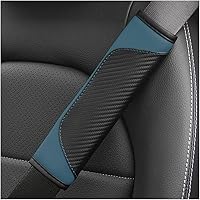 Vista 15 de AUCELI 2 fundas para cinturón de seguridad de automóvil, fundas de correa de hombro de fibra de carbono, almohadilla de arnés suave de cuero