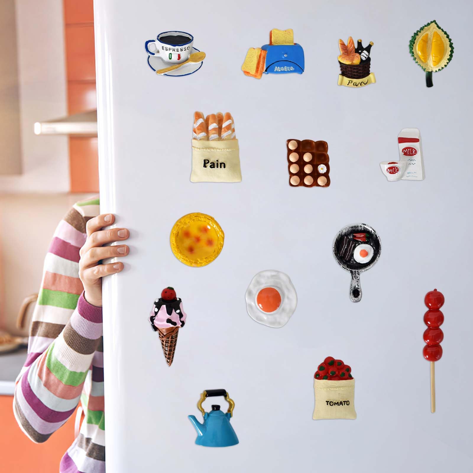Aimants Réfrigérateur 3D 10 Pièces - Aimants Frigo Alimentaires Enfant Magnets Dessin Animé Cuisine