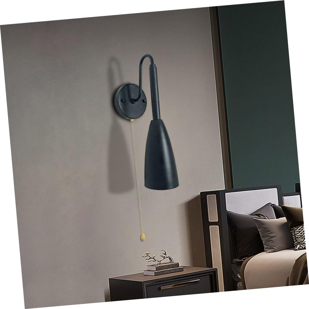 Mobestech Gooseneck Wall Lamp Pull Switch Wall Light Base Sconce Lights for Home