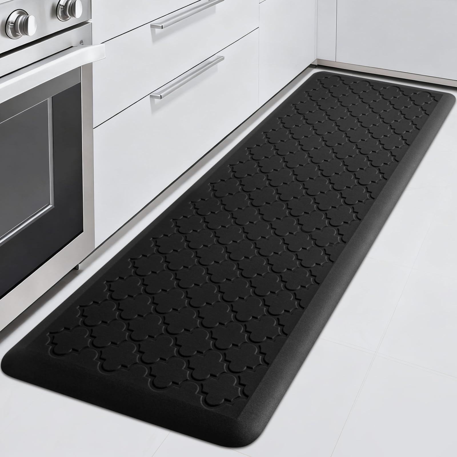 TranquilRelax Tapete de cocina antifatiga de 4/5 pulgadas de grosor, resistente al agua, antideslizante, tapete ergonómico y cómodo para el hogar, cocina, oficina, lavandería, 17.3 x 60 pulgadas