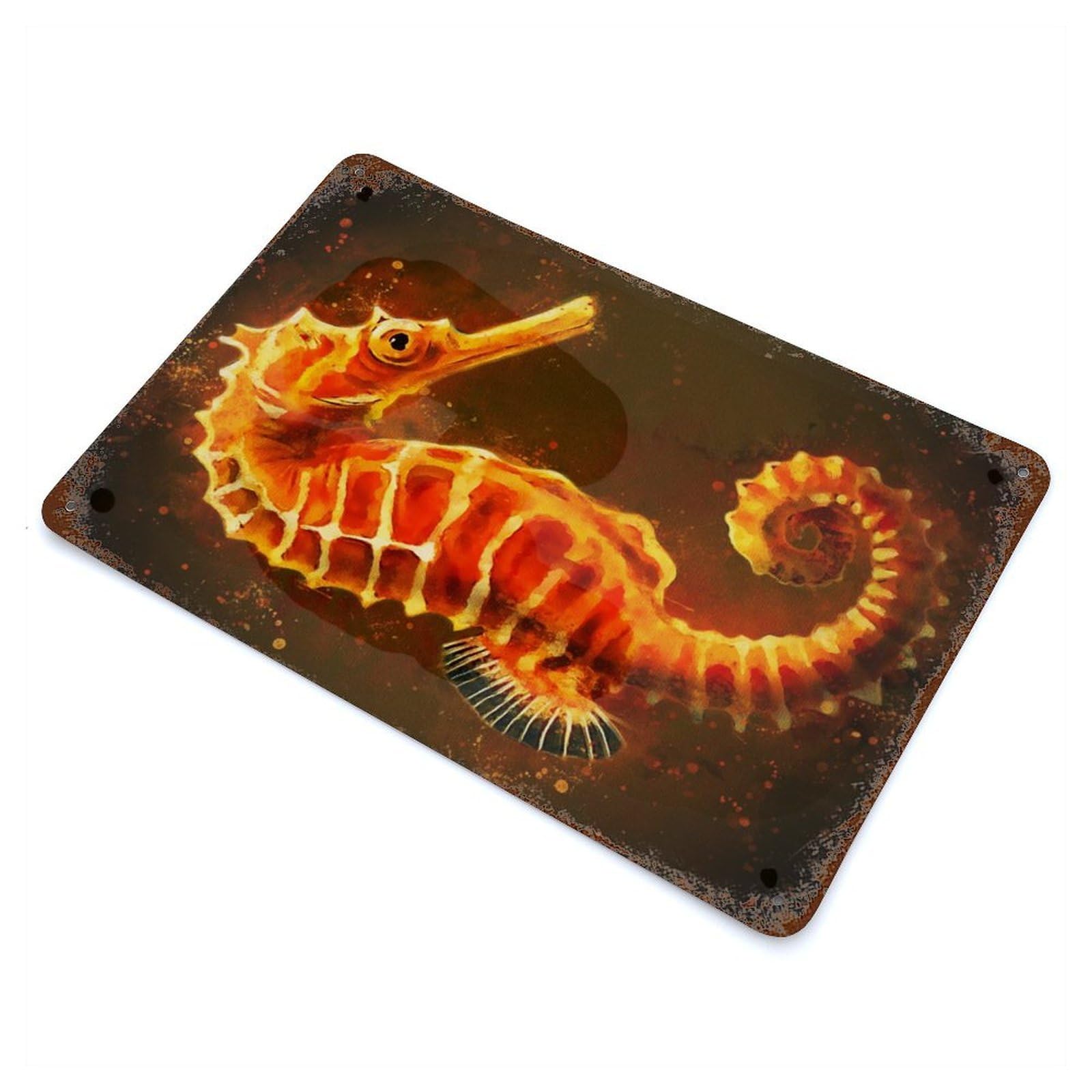 Seahorses Splat Rusty Metal Tin Sign 11.8"x7.9", Ideal for Pub, Kitchen And Man Cave Decor