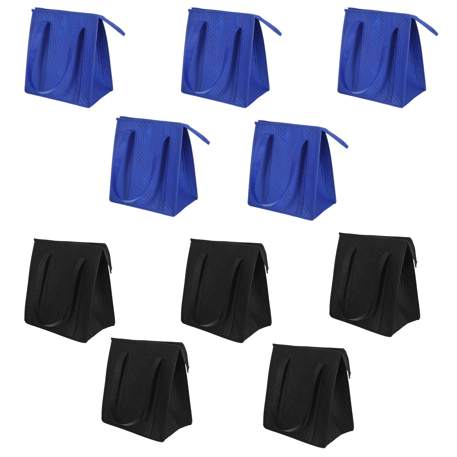 USHOBE 10 Sacchetti Riutilizzabili Termici la Spesa con Zip e Manici Non Tessuto, Borsa Isolante Versatile per Alimenti Caldi e Freddi, per Cucina e Scuola