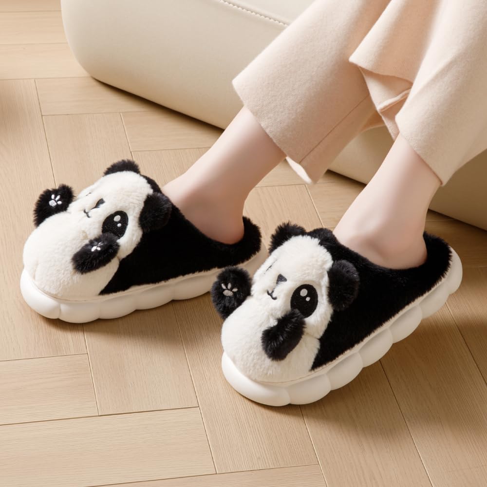 HANDKEI Cute Women's Panda Slippers - Non-Slip Thick-Soled Fuzzy Indoor Animal Slippers | Warm & Cozy Indoor Slippers, Perfect for, Easter & Christmas - Image 4