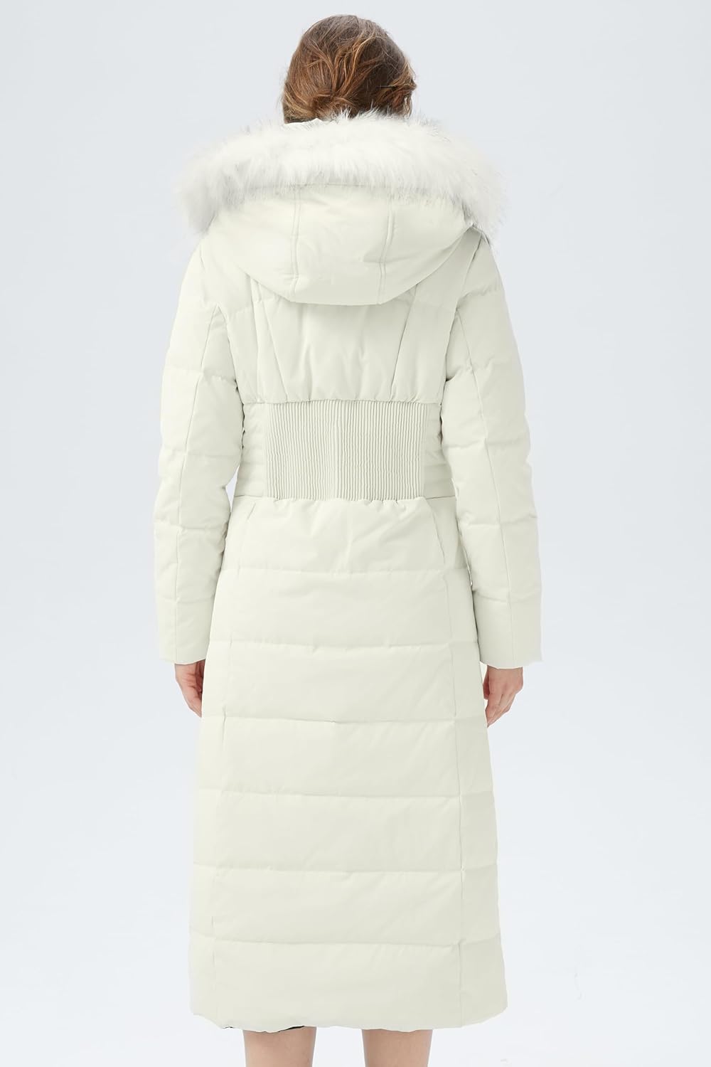 Orolay Women Warm Down Jacket with Hood Fur Long Puffer Coat - Image 2