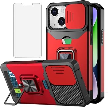 iPhone 13 Case, iPhone 13 Smartphone Case + iPhone 13 Improved Glass Film Wallet Type Card Storage Horizontal Function Ring Stand Shockproof Case Cover iPhone 13 Magsafe Case iPhone 13 Phone