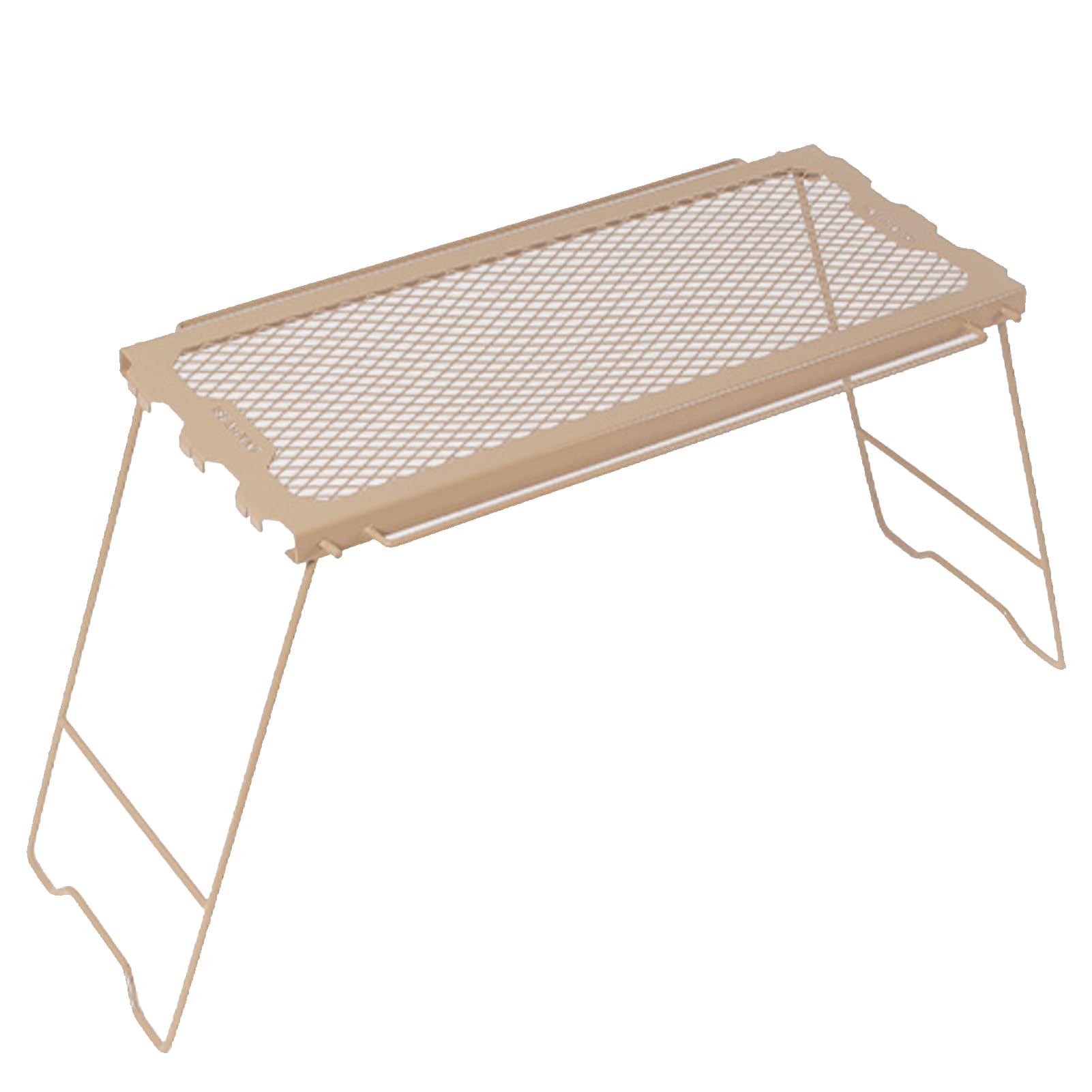Beauenty Foldable Camping Table, Outdoor Metal Mesh Dining Table, Brown, 25.5 cm x 57 cm x 38.5 cm
