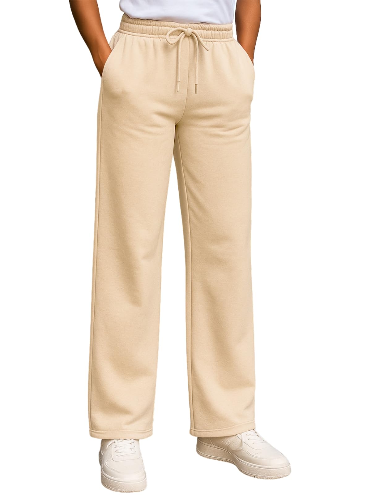 Wide Leg Track Pants for Women & Girls (Pure Cotton, Bootcut, Regular Fit, High Rise Trouser, Drawstring, Available in Black, Brown, Navy, Olive Green, Lilac, Beige)-image-25