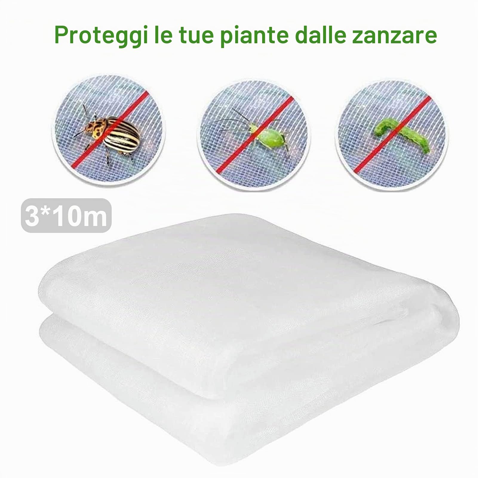 3 x 10m Rete per Insetti,Rete Anti Insetti per Piante,Rete Protettiva per Insetti,Rete Anti Uccelli,Rete Anti Cimice,Anti Insetti Rete a Maglia fine,Rete per Pianta,Orto,Frutteto