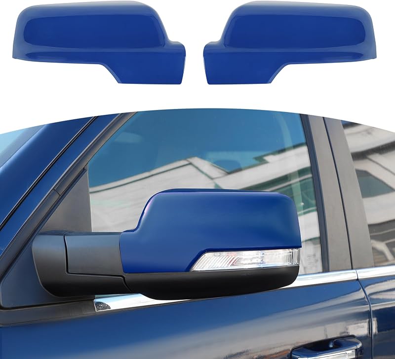 Capa de acabamento para espelho retrovisor lateral JOSHELA azul para RAM 2018–presente – 2 unidades