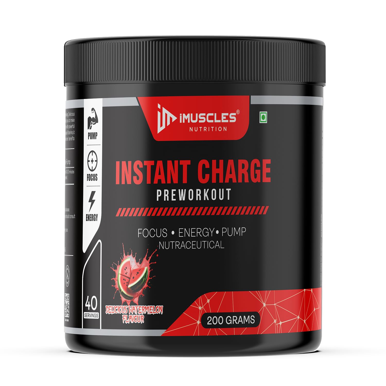 Instant Energy Pre Workout (200gm, 40 Servings, Green Apple) Supplement Powder with Creatine Monohydrate, Arginine, Beta-Alanine, Electrify Muscle Pump, for Men, Women — Amazon image 13