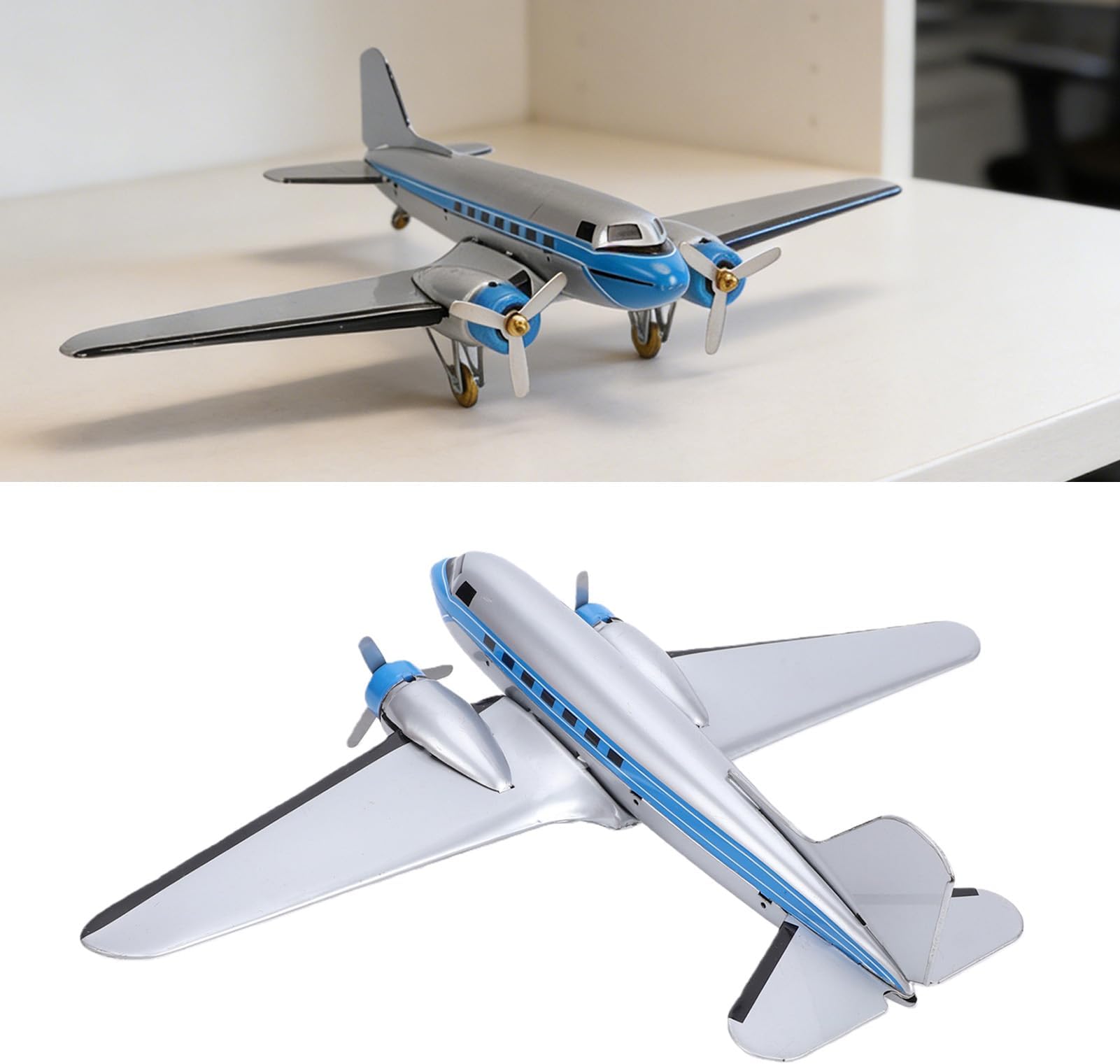 Generic ヴィンテージ飛行機おもちゃ、絶妙なブリキ金属航空機装飾飛行機おもちゃレトロなデザインのモデルオフィスホームディスプレイ航空写真小道具