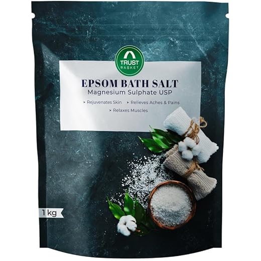 TrustBasket Epsom Salt for Foot 1 Kg, Graded 100% Pure and Unscented Crystals | For Foot Soak, Relieves Sore Muscles & Pain Relief | Epsom Salt for Bath | Bath Salt