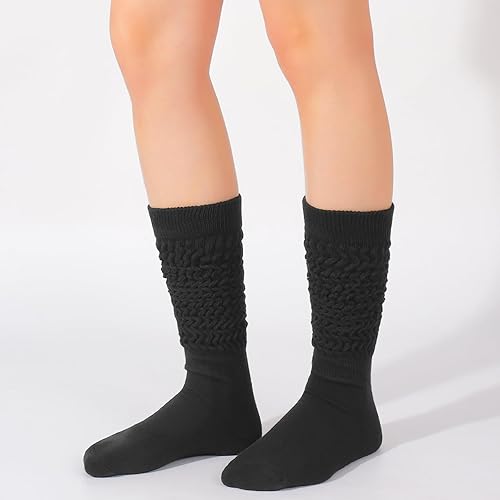 Miniatura 6 de Forwe 3 pares de calcetines holgados para mujer, talla 9-11, suaves, extra largos, hasta la rodilla, calcetines para botas altas