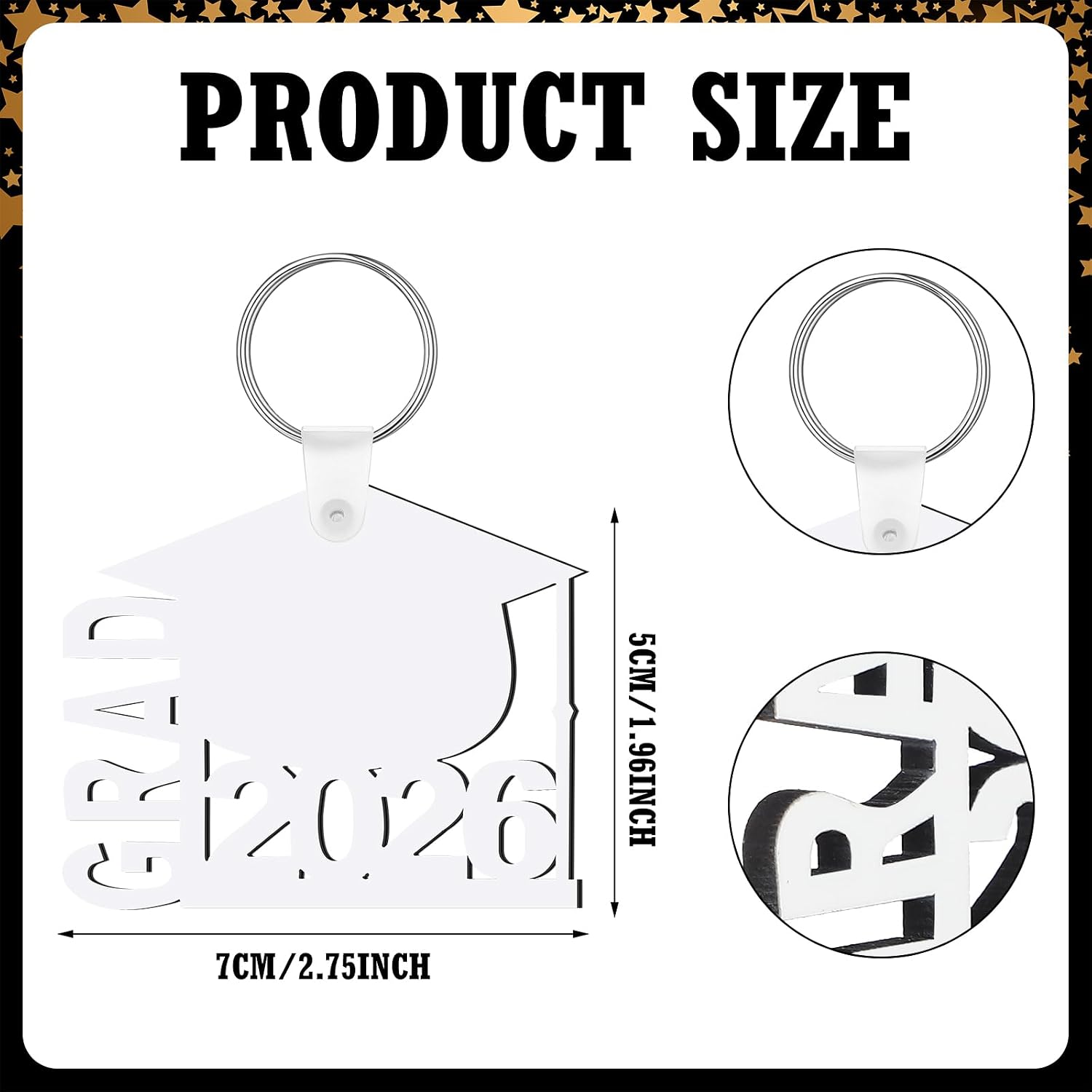 24 Pcs Graduation Sublimation Blanks Keychains Class of 2026 Graduation Heat Transfer Keychains DIY image 2