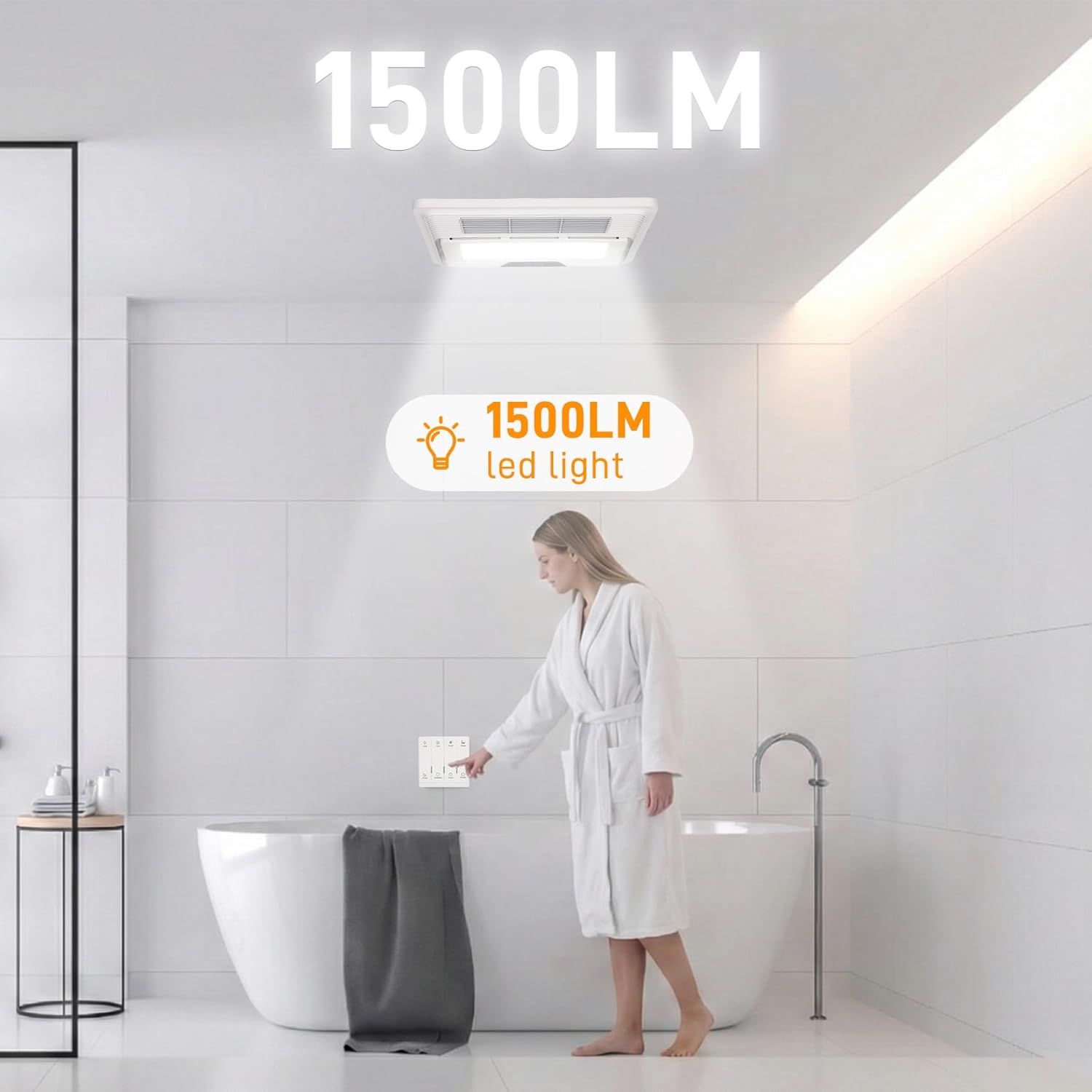 Premium Bathroom Vent Fan | Powerful Exhaust Fan with Light | Multi-Functional Ventilation System for Home Bathrooms | Quiet 30dB Operation, Energy-Efficient Design & Easy Installation