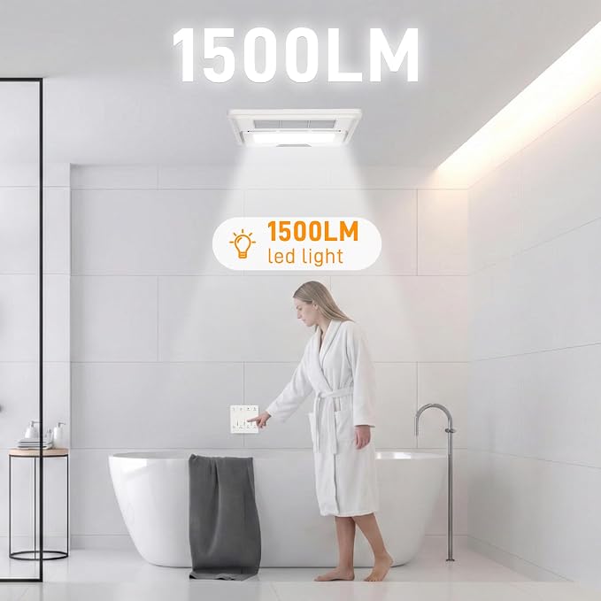 Ventilador de extracción para baño premium | Potente extractor con luz LED | Sistema de ventilación multifuncional para baños domésticos | Operación silenciosa de 30 dB, diseño energéticamente eficiente e instalación sencilla miniatura 5