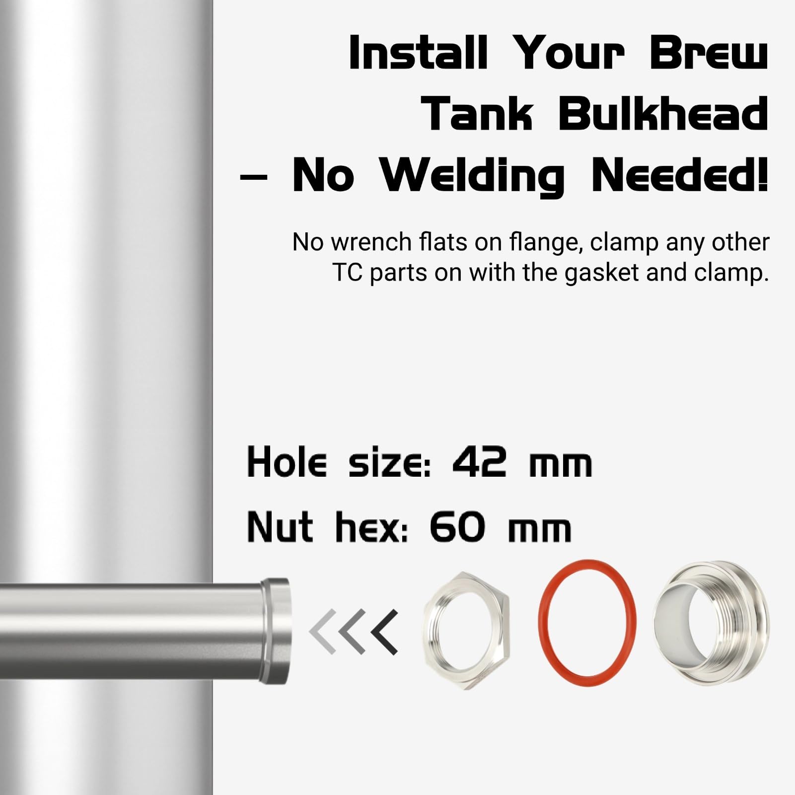 2 "Tri Clamp Bezspawowe łączniki Grodziowe Ze Stali Nierdzewnej Homebrew Czajnik Grodziowy Do Zestawu Adapterów Tri Clamp Sprzęt Do Parzenia
