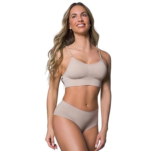 Conjunto Lingerie Sutiã Com Bojo e Calcinha Caleçon Sem Costura Confortável Feminino Adulto