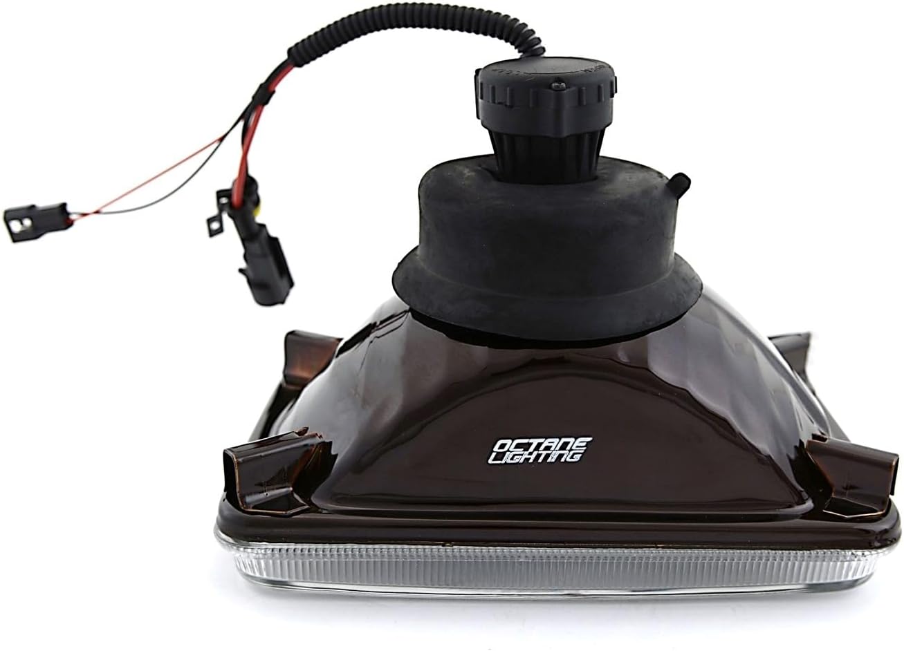 Octane Lighting 4X6 Red Led Halo Projector 6000K Hid Headlight Headlamp Bulbs Crystal Clear Set