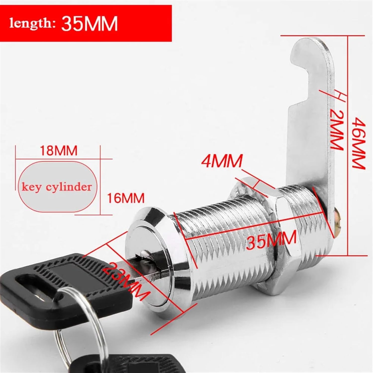 Security 2 Key 16/20/25/30/35mm Cinet Locks Hard Multifuction Post Mailbox Drawer Cupboard Locker Classic Simple Locker 1Pcs | 35mm